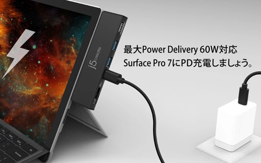 j5�@create�@�W�F�C�t�@�C�u�N���G�C�g  Surface Pro 7��p�mUSB-C / USB-A �I�X�����X �J�[�h�X���b�g��2 / HDMI / USB-A��2 / USB-C�n 7in1�~�j�h�b�N �u���b�N JCD324B