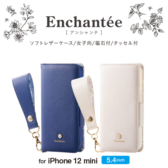 iPhone 12 mini 5.4�C���`�Ή� ���U�[�P�[�X �蒠�^ Enchante ���Εt�� �^�b�Z���t��