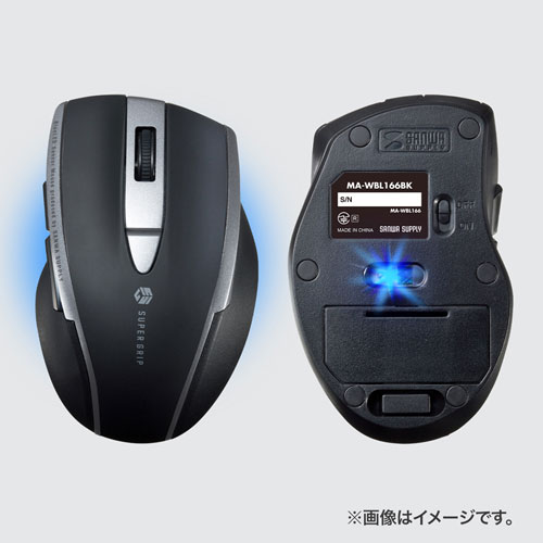 �T�����T�v���C�@SANWA�@SUPPLY  MA-WBL166BK �}�E�X SUPER GRIP �u���b�N [BlueLED /5�{�^�� /USB /����(���C�����X)]