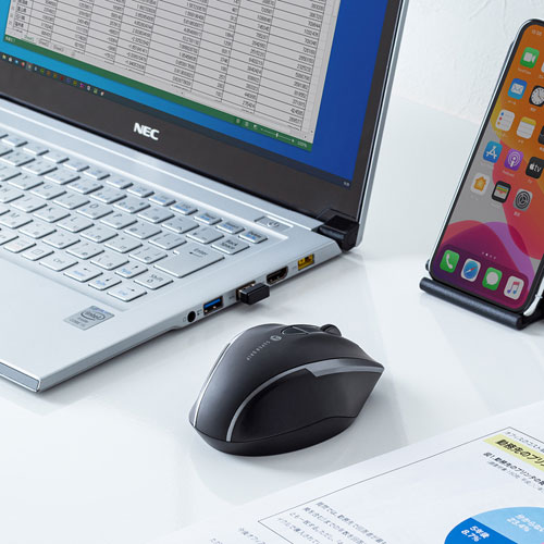 �T�����T�v���C�@SANWA�@SUPPLY  MA-WBL166BK �}�E�X SUPER GRIP �u���b�N [BlueLED /5�{�^�� /USB /����(���C�����X)]