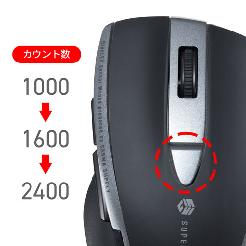 �T�����T�v���C�@SANWA�@SUPPLY  MA-WBL166BK �}�E�X SUPER GRIP �u���b�N [BlueLED /5�{�^�� /USB /����(���C�����X)]