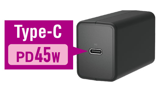 �G���R���@ELECOM  AC - USB�[�d�� �m�[�gPC�E�^�u���b�g�Ή� 45W [1�|�[�g�FUSB-C /USB Power Delivery�Ή�] �u���b�N ACDC-PD1645BK �r�b�N�J����