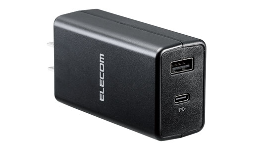�ėp�A�_�v�^�[ �G���R���@ELECOM  AC - USB�[�d�� �m�[�gPC�E�^�u���b�g�Ή� 45W/12W [2�|�[�g�FUSB-C�{USB-A /USB Power Delivery�Ή�] �u���b�N ACDC-PD1757BK �r�b�N�J����