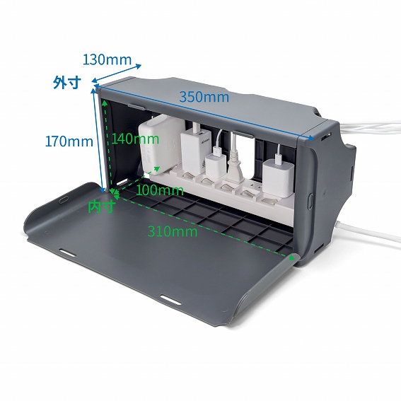 POINT&EDGE�@�|�C���g�A���h�G�b�W  TAP-UP �N�����v���P�[�u���{�b�N�X �d�����[ �P�[�u���܂Ƃ� �ȒP�g�ݗ��� POINT&EDGE �O���[ PE-TU-GR