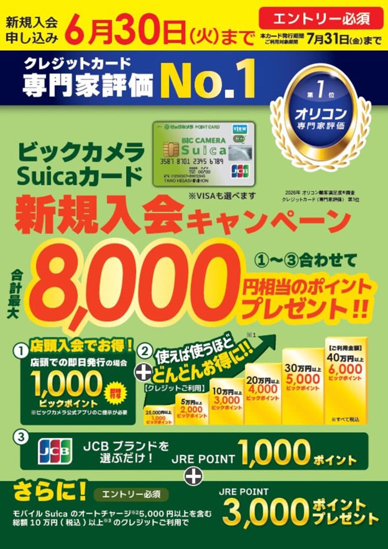 �r�b�N�J����Suica�J�[�h�V�K����L�����y�[��