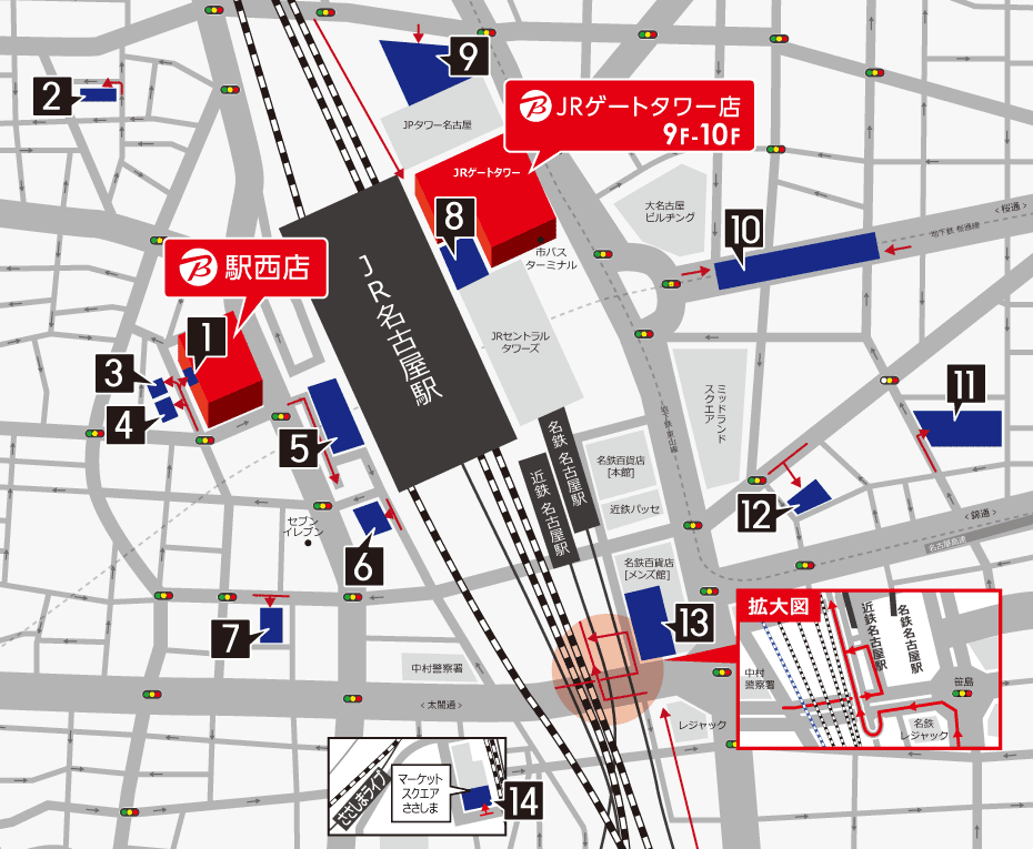 ビックカメラ名古屋駅西店駐車場地図