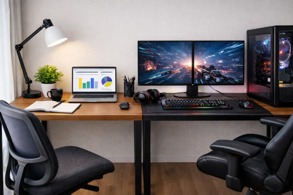 �܂��̓p�\�R���f�X�N�̎g�p�ړI���m�F���悤�I