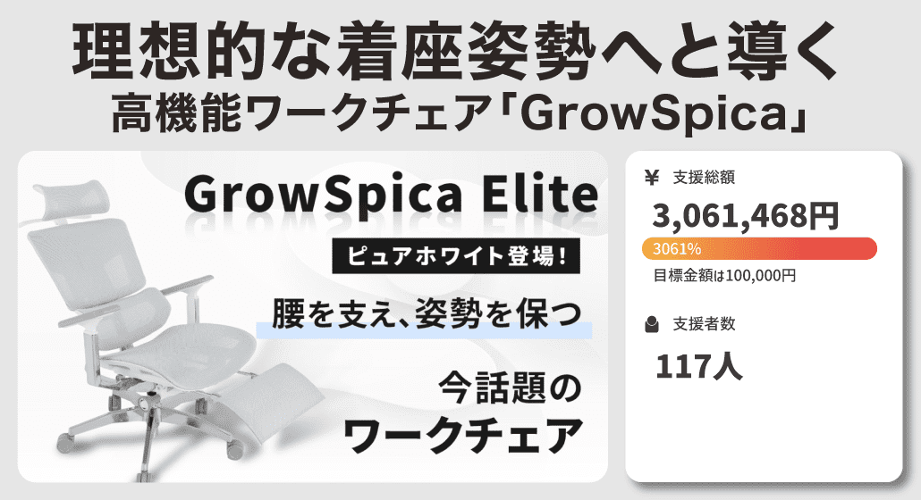 高機能ワークチェア「GrowSpica Elite」